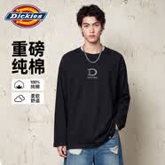 Dickies長袖T恤男春秋款重磅純棉二本針美式休閑簡約字母印花情侶打底衫B