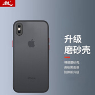 暴走 適用蘋果x/xs手機(jī)殼 iPhoneX/XS保護(hù)套鏡頭全包防摔防指紋魔方硅膠直邊撞色透明磨砂男女款黑