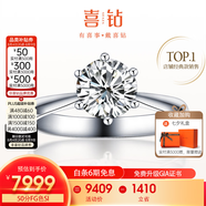 喜鉆【七夕禮物】天然真鉆鉑金鉆戒女50分六爪結婚鉆石戒指送女友現貨 【GIA雙證】1克拉G色VS1 3EX N