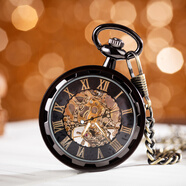 美芙仁復古無(wú)蓋鏤空機械懷表時(shí)鐘之眼二次元朋克動(dòng)漫十六咲夜光學(xué)生懷表 黑金款(朋克)-【手動(dòng)】 機械懷表 夜光針