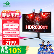 泰坦軍團 32英寸4K 160Hz F-IPS HDMI2.1 C口65W HDR600 內置音箱 KVM 智能分屏 電競辦公電腦顯示器P32A2V