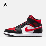 耐克（NIKE）aj1男鞋 Air Jordan 1 mid 喬1中幫男子灰白黑休閑運(yùn)動(dòng)籃球鞋 554724-079 黑紅腳趾 42