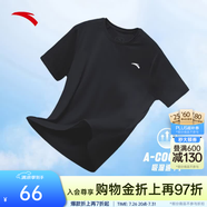 安踏（ANTA）零壓速干T丨短袖T恤男夏季冰絲涼感短T男士吸濕透氣圓領(lǐng)半袖上衣 【升級(jí)速干科技+輕膚柔軟】基礎(chǔ)黑7103-4 L 175（推薦120-140斤）