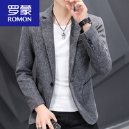 羅蒙（ROMON）春秋燈芯絨小西裝男韓版潮流修身西服外套男士單西帥氣休閑上衣服 深灰色 XL