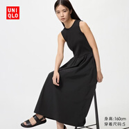優(yōu)衣庫拼接收腰連衣裙/無袖/常規(guī)款女裝裙子百搭26春夏新款484887 09 黑色 S