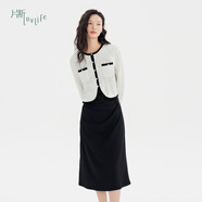 片斷（dribs＆drabs）片斷套裝女2025春季新款撞色白色外套修身吊帶裙減齡搭配一整套 白黑 160/84A/M