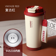 親愛(ài)的（HOOMEY）親愛(ài)的愛(ài)的保溫杯陶瓷內膽咖啡杯女生高顏值吸管 暮色黑500ml 316不銹鋼