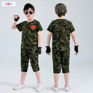 赤尹童裝男童夏裝兒童迷彩服套裝夏季軍訓(xùn)服3-6歲小孩衣服棉9-12帥氣 軍綠色（兩件套：上衣+褲子） 120 建議身高1.1米左右