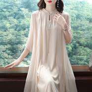 簡(jiǎn)方位真值女裝2024新款旗艦夏裝春夏兩件套漢服長(zhǎng)裙中國(guó)風(fēng)復(fù)古氣質(zhì)改良 杏色 10XL l 建議105-115