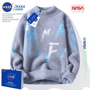 NASA GOOD男裝秋冬季新款青少年帥氣針織港風(fēng)印花毛衣上衣服保暖針織衫秋冬 NASA11灰色【常規(guī)款】 XL