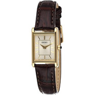 精工（SEIKO）女表手表石英腕表日韓表黑色皮革鱷魚紋18.9mm復(fù)古方形女朋友禮物 CHAMPAGNE - SWR066 情人節(jié)禮物 石英表