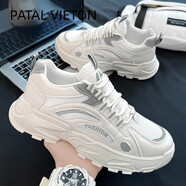 PATAL VIETON春秋男鞋網(wǎng)面旅游休閑運(yùn)動(dòng)鞋男款青少年跑步增高小白老爹潮鞋子男 米色2002 42