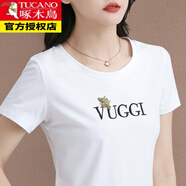 啄木鳥女裝好棉白色T恤短袖女2025年新款夏季修身正肩上衣半袖體恤 205白色 M