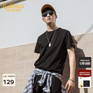 卡賓【涼感】冰絲短袖T恤男夏簡(jiǎn)約圓領(lǐng)體恤休閑純色百搭冰感上衣 煤黑色01 M 170 48