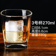 加厚四方玻璃杯 家用茶杯透明水杯子飲料杯威士忌杯啤酒杯酒吧KTV 3號(hào)方杯270ml
