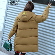 艾珠兒棉服女2023冬裝新款韓版學(xué)生棉衣中長(cháng)款反季棉服冬季加厚棉襖外套 咖啡色 M