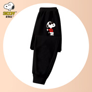 史努比（SNOOPY）兒童長褲男童純棉運動褲春秋2025年新款女童褲子透氣休閑潮衛(wèi)褲 衛(wèi)褲-帥氣努比黑褲 130