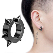 艾梵妮耳環(huán)男士鈦鋼耳環(huán)韓國(guó)飾品時(shí)尚霸氣流行無(wú)耳洞耳夾女耳夾男 黑帶刺耳夾-單個(gè)