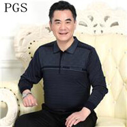 中年男士長(cháng)袖t恤60純棉70秋老人衣服中老年人男裝爸爸春秋40-50歲 藏青 180/2XL