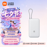 小米（MI）自帶線充電寶20000 22.5W 移動電源 可上飛機USB-C 雙向快充 22.5W大功率 隨身便攜 安全耐用 小米自帶線充電寶20000 22.5W 淺灰色