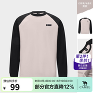駱駝（CAMEL）戶(hù)外抓絨衣圓領(lǐng)衛(wèi)衣秋冬新款加絨加厚打底衫長(zhǎng)袖T恤 A14CA6K788，幻影黑/冰晶灰，男 XL