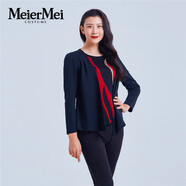 MeierMei玫而美針織衫女拼接休閑套頭休閑中年圓領(lǐng)毛衫 010 36