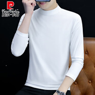 皮爾卡丹（pierre cardin）棉質(zhì)半高領(lǐng)打底衫男士長(zhǎng)袖t恤純色中領(lǐng)秋冬男裝體恤外穿秋衣針織 G-YP192半高領(lǐng)白色 L 115-130斤