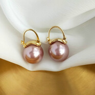 夢(mèng)逸仿珍珠耳飾歐美復古白夸張耳扣耳墜耳環(huán)送女生 溫柔紫14mm