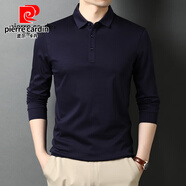 皮爾卡丹（pierre cardin）官方品牌旗艦爸爸長袖t恤男純棉中年男士純色pol.o衫中老年人夏裝 藏青色 M 48/165 【建議90-105斤】