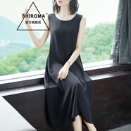 SHIROMA 女裝中長(zhǎng)款背心連衣裙 夏季新款韓版無袖寬松內(nèi)搭打底長(zhǎng)裙 黑色 3XL