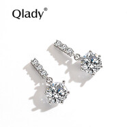 Qlady 女士水晶鑲鋯銀耳釘女學(xué)生韓版簡(jiǎn)約日韓風(fēng)格時(shí)尚女閨蜜百搭氣質(zhì)925銀裝飾耳飾品 白色