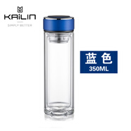 凱霖（KAILIN）凱霖雙層玻璃杯凱霖高檔雙層玻璃杯男女士透明水晶杯 商務(wù)加厚杯 350毫升藍色