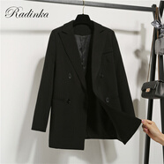 Radinka2025春秋新款小西裝外套英倫風(fēng)韓版寬松氣質(zhì)職業(yè)時(shí)裝黑色西服ZXF 黑色 2XL