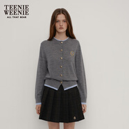 Teenie Weenie小熊秋季綿羊毛軟糯毛針織開(kāi)衫簡(jiǎn)約通勤毛衣外套女裝 深灰色 S (160)
