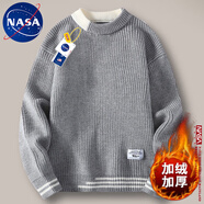 NASA XVVX官方秋冬季加厚毛衣男新款潮流寬松半高領針織衫男保暖男裝上衣服 6081灰色【加絨款】 XL (115-130斤)