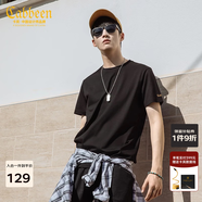 卡賓【涼感】冰絲短袖T恤男夏簡(jiǎn)約圓領(lǐng)體恤休閑純色百搭冰感上衣 煤黑色11 M 170 48