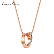 CENTURY& KINDLE小ck雙環(huán)戒指項鏈女2025新款情侶款一對兩戴高級設計感小眾禮物 雙環(huán)玫金色項鏈