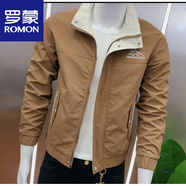 羅蒙（ROMON）2025新款春秋季男士夾克外套立領(lǐng)拉鏈潮流韓版秋裝外套修身百搭 咖色單件外套 L 適合105-115斤
