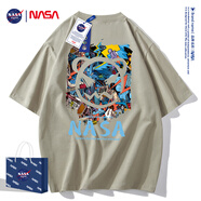 NASA GISS短袖t恤男純棉夏季潮流男裝圓領(lǐng)半袖男女學(xué)生情侶上衣寬松體恤衫 NS8099抹茶綠 M 建議115-135斤