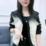 紫昕月春裝小個子拼色外套上衣女2025新款韓版寬松顯瘦減齡設(shè)計感上衣潮 黑色(雙層春秋款) XL 建議116-125斤