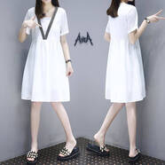賢語(yǔ)歐洲站2023夏季新款韓版寬松中長(cháng)款a字娃娃裙子雪紡連衣裙女 白色 M 95-105