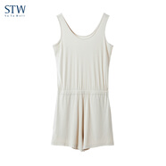 STW.SOTOWELL夏薄無(wú)袖背心連體褲女莫代爾高級感家居服短褲可出門(mén)連身睡衣 WH017-荷蘭乳酪 M