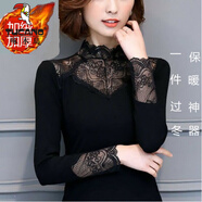 啄木鳥(niǎo)（TUCANO）蕾絲打底衫女長(cháng)袖內搭時(shí)尚洋氣顯瘦黑色百搭中高領(lǐng)薄款春秋冬單衣 黑色加絨加厚-冬季保暖款 2XL (115-125斤)