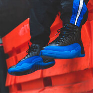 耐克（NIKE）男女款 Air Jordan 12 AJ12 復(fù)古耐磨舒適籃球鞋 130690-153265-014 黑藍(lán) 36.5