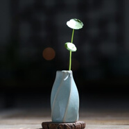 陶瓷器插花小擺設(shè)工藝茶藝室內(nèi)裝飾茶桌插花小花瓶茶道水培擺件品青花個性瓷器 螺紋花瓶哥窯粉青