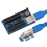 MOGE魔羯 PCIE一分二插槽PCI-E3.0x4擴(kuò)展轉(zhuǎn)接板延長線可供電 MC2222