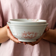 陶趣居日式盤(pán)子日本制造櫻花餐具套裝碗盤(pán)3D櫻花雨面設計陶瓷套裝間取櫻 6英寸碗