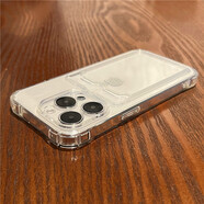 APPLE純色液態(tài)硅膠軟殼插卡帶卡套iPhone15promax手機殼13蘋果14全包防摔手機殼14PROMAX可插卡包12硅膠 卡套軟殼-透明 iPhone15Plus