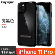 Spigen蘋(píng)果11手機(jī)殼硅膠透明iPhone pro max手機(jī)殼支架防摔氣囊保護(hù)套 iPhone11Pro 帶支架【亮黑色】