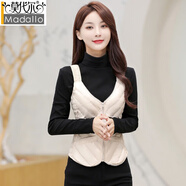 莫代爾羽絨馬甲女短款2025秋冬季內穿輕薄修身顯瘦貼身背心保暖內膽坎肩 米白色-吊帶款 XL :適合110-125斤